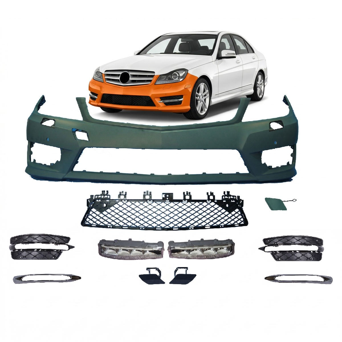 Frontstoßstange LED Tagfahrlicht PDC SRA passend für Mercedes C-Klasse W204 07-15