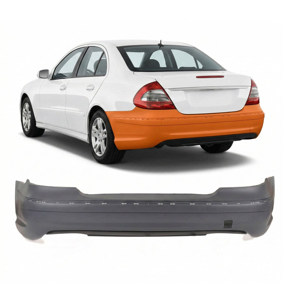 Heckstoßstange mit Diffusor passend für Mercedes E-Klasse W211 Limousine 2006-2009