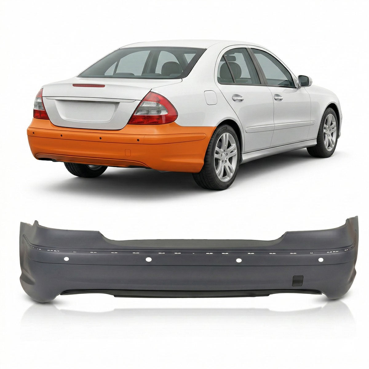 Heckstoßstange mit PDC & Diffusor passend für Mercedes E-Klasse W211 2006-2009