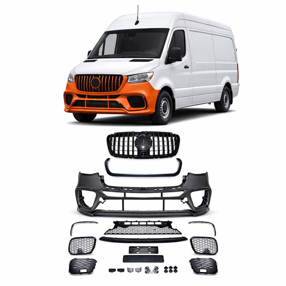 Frontstoßstange mit schwarzem Grill passend für Mercedes Sprinter W907 2019-2021