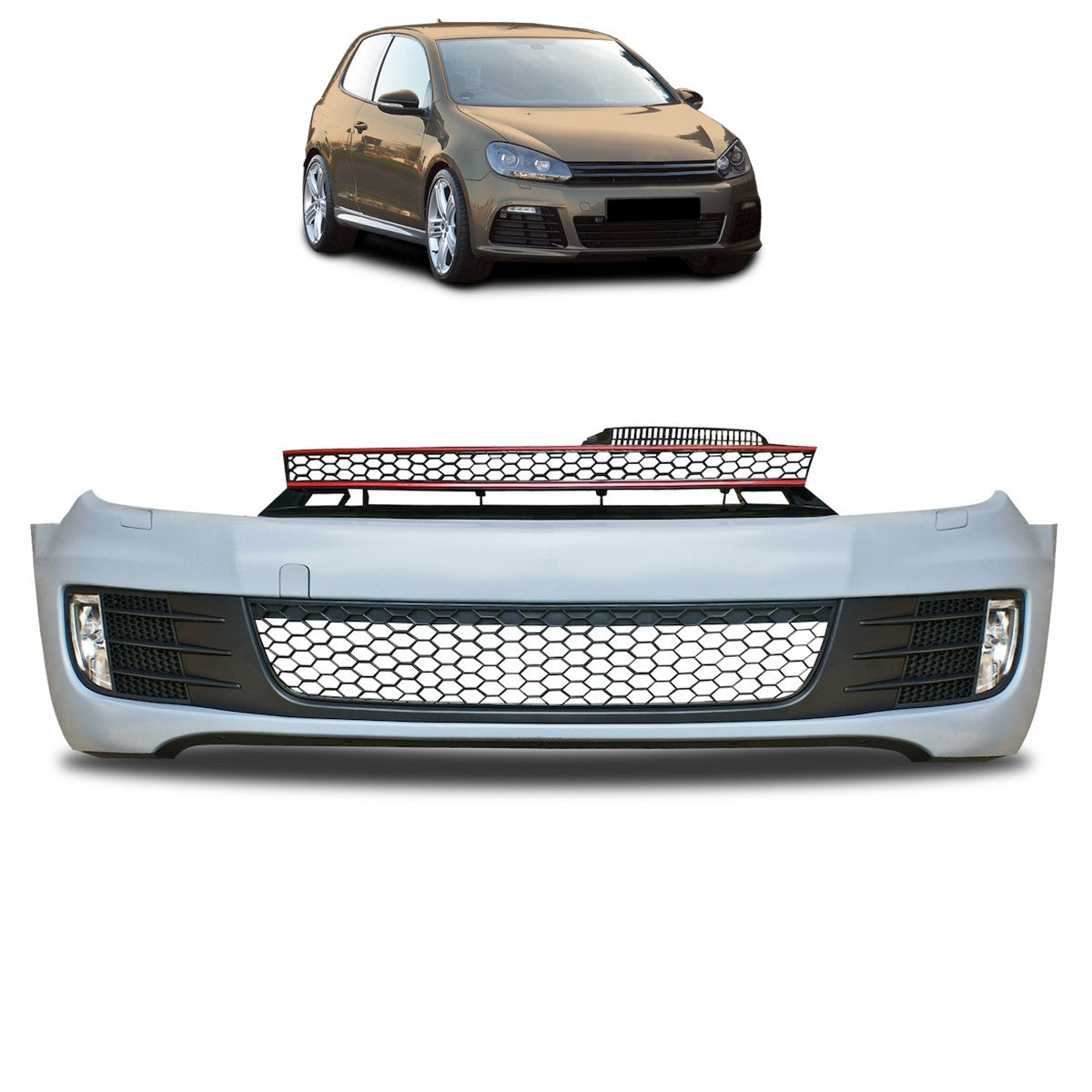 Frontstoßstange mit Grill + Nebelscheinwerfer passend für VW Golf 6 2008-2013