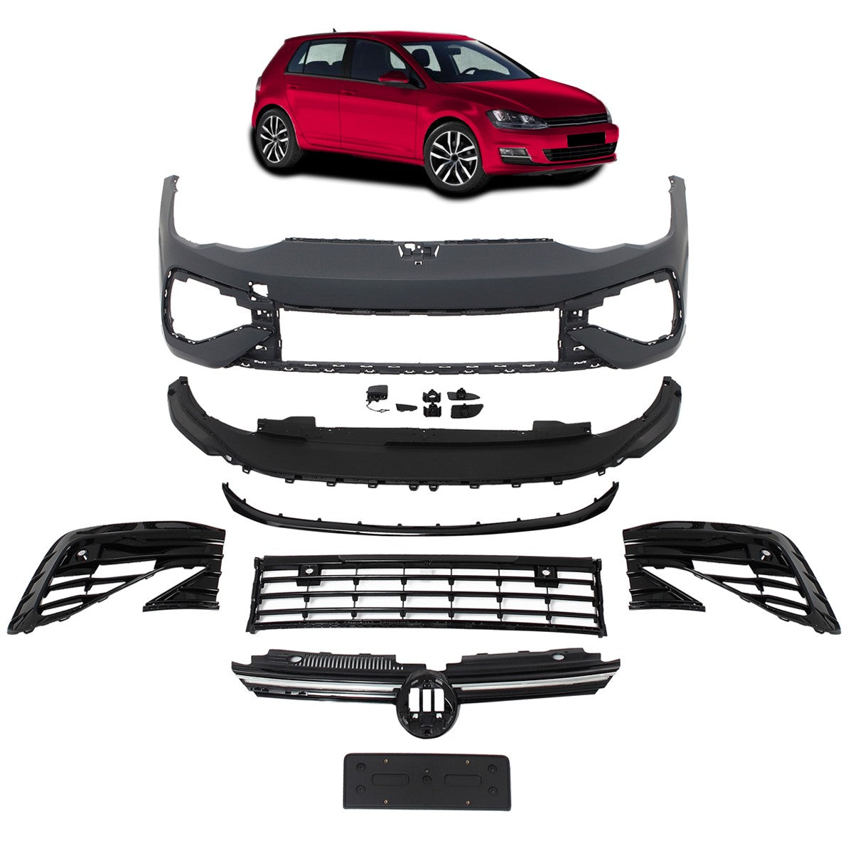 Frontstoßstange mit SRA und Grill passend für VW Golf 8 2019-heute R