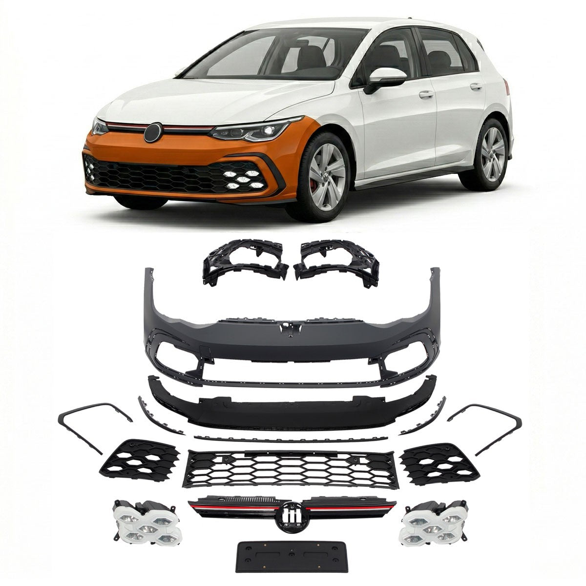 Frontstoßstange mit LED Tagfahrlicht & SRA passend für VW Golf 8 2019-heute