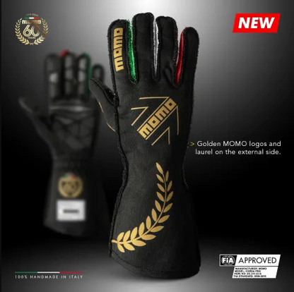 60 Jahre MOMO Corsa Pro Rennfahrerhandschuhe Größe 9