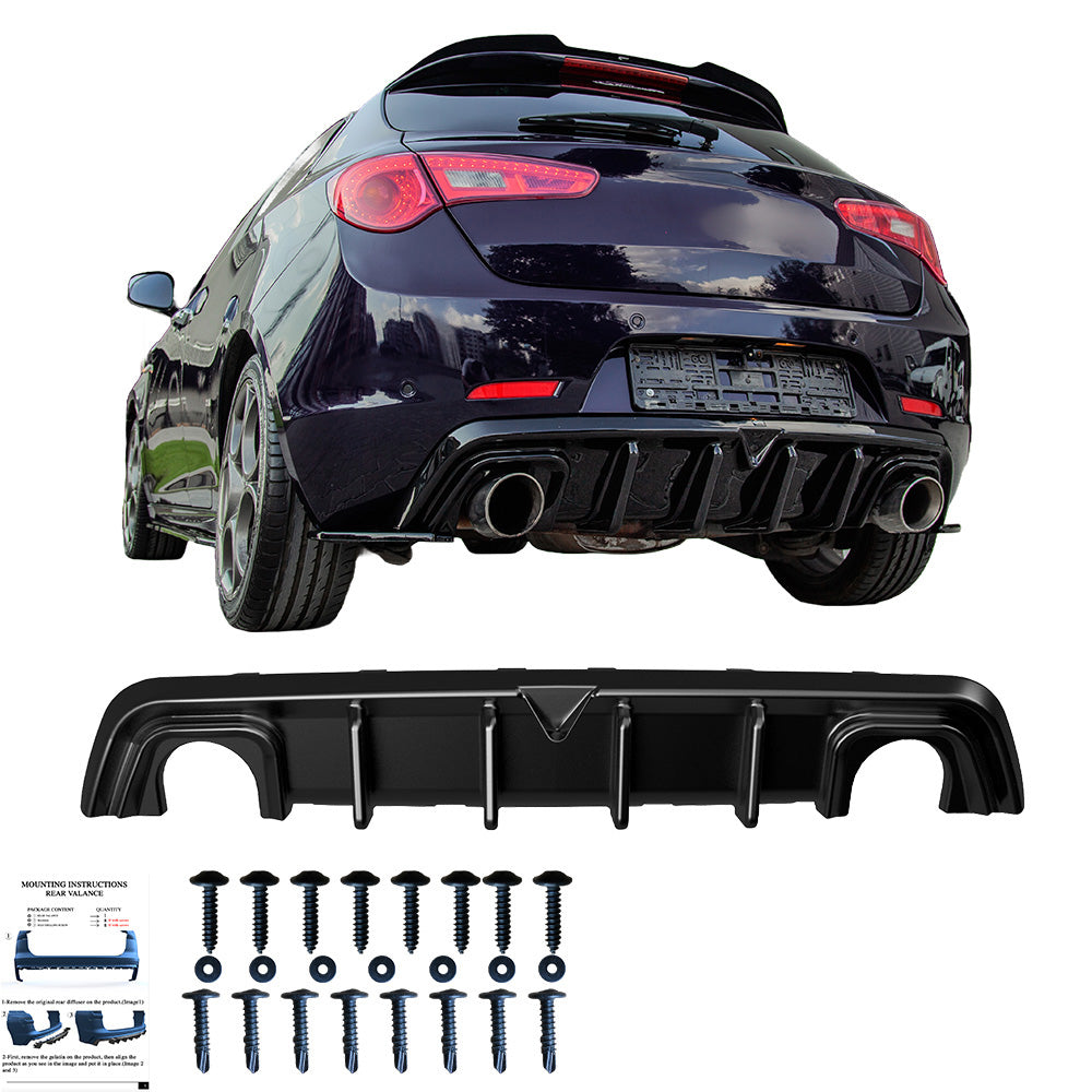 Heckdiffusor passend für Alfa Romeo Giulietta 2010-2020 v2 Hochglanz Schwarz