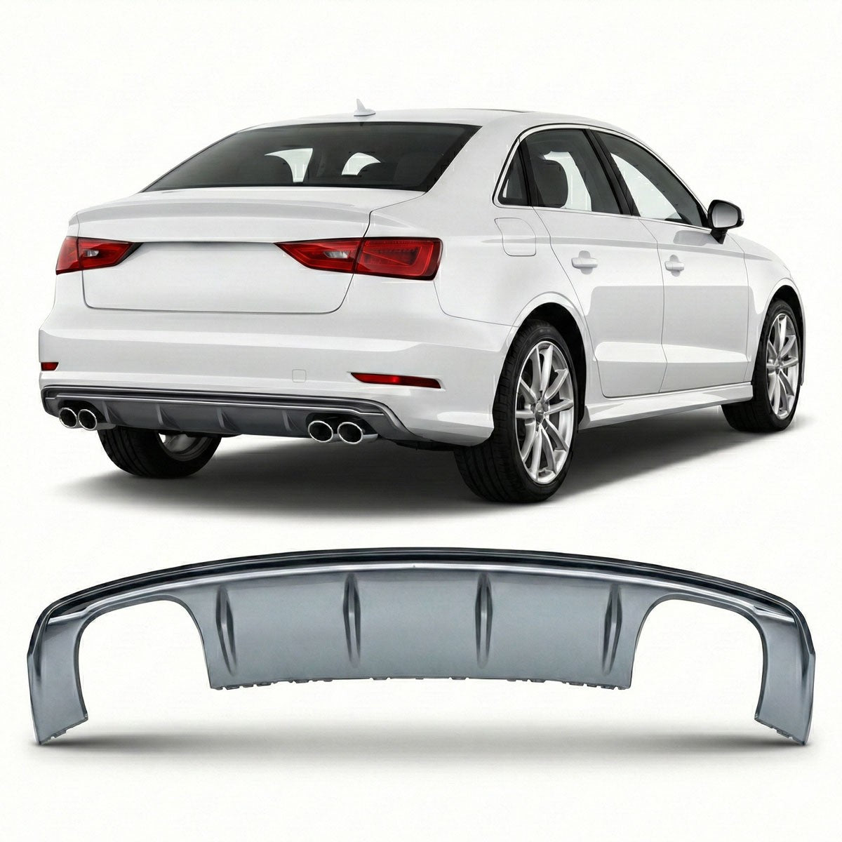Heckstoßstange Diffusor Silbergrau passend für Audi A3 8V Limousine 2013-2015