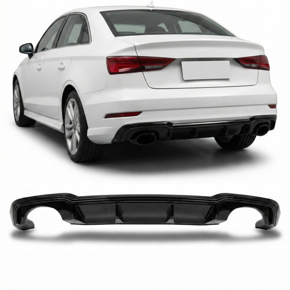 Heckstoßstange Diffusor Hochglanz Schwarz passend für Audi A3 8V Limousine 2017-2021