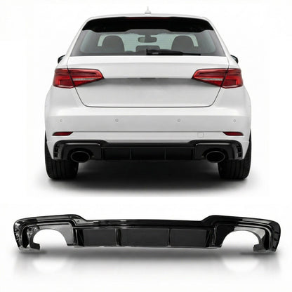 Heckstoßstange Diffusor Hochglanz Schwarz passend für Audi A3 8V Sportback 2017-2021