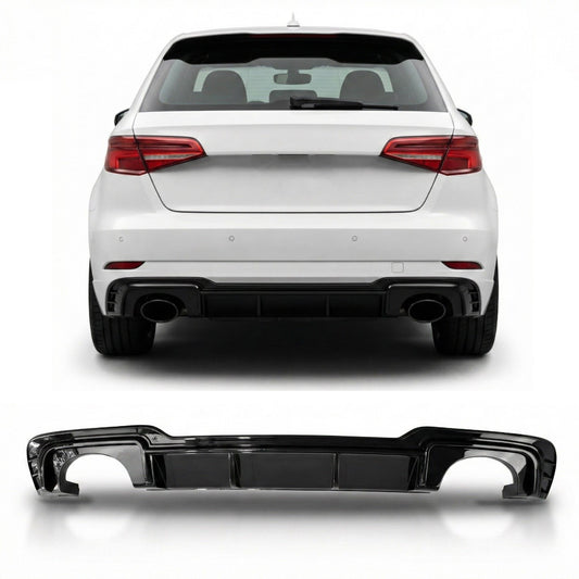 Heckstoßstange Diffusor Hochglanz Schwarz passend für Audi A3 8V Sportback 2017-2021