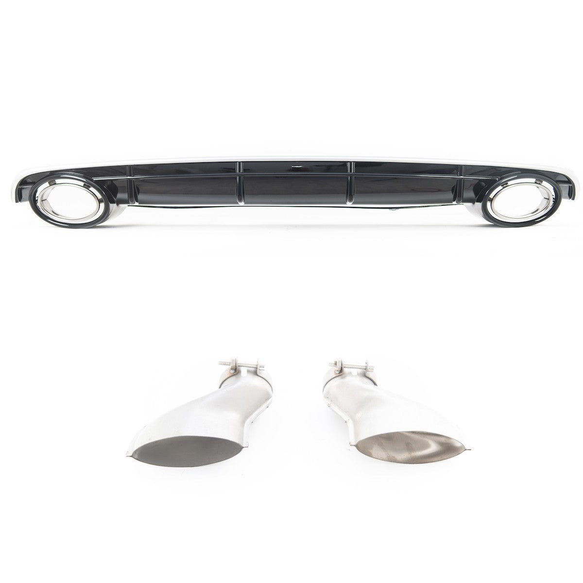 Heckstoßstange Diffusor Hochglanz Silber passend für Audi A6 C7 4G 2015-2018
