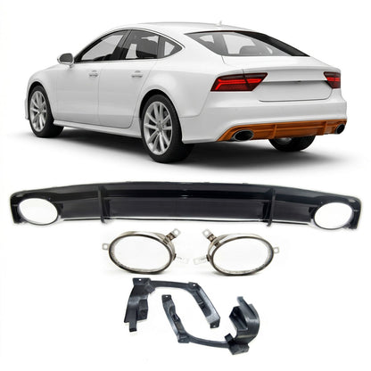 Heckdiffusor mit schwarzen Endrohren passend für Audi A7 Sportback 2016-2018