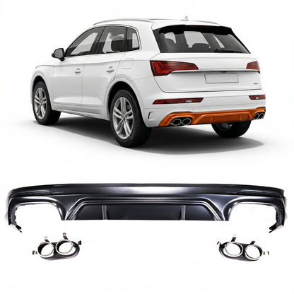 Heckstoßstange Diffusor mit Chrom Auspuffendrohren passend für Audi Q5 FY 2017-2024