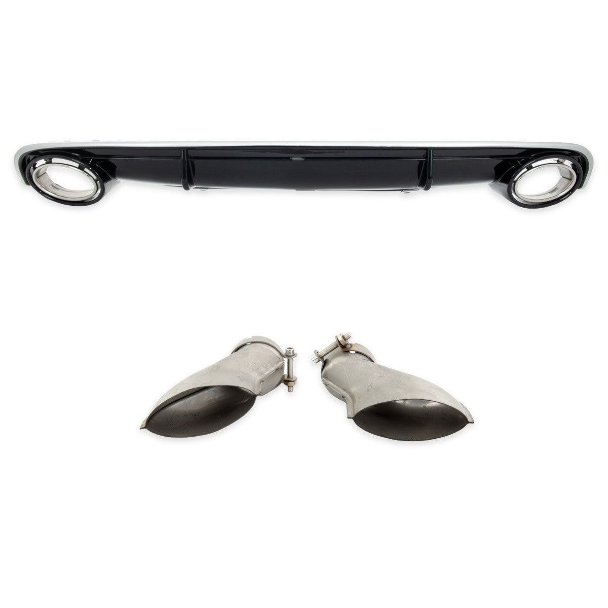 Heckstoßstange Diffusor Silber & Hochglanz Schwarz passend für Audi A7 4G Sportback 2010-2014