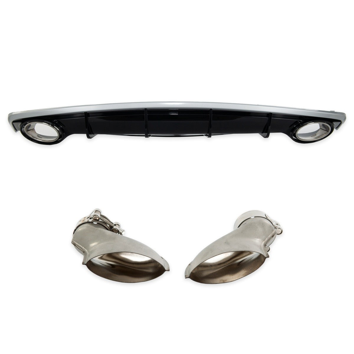 Heckstoßstange Diffusor Silber & Hochglanz Schwarz passend für Audi A7 4G 2015-2018