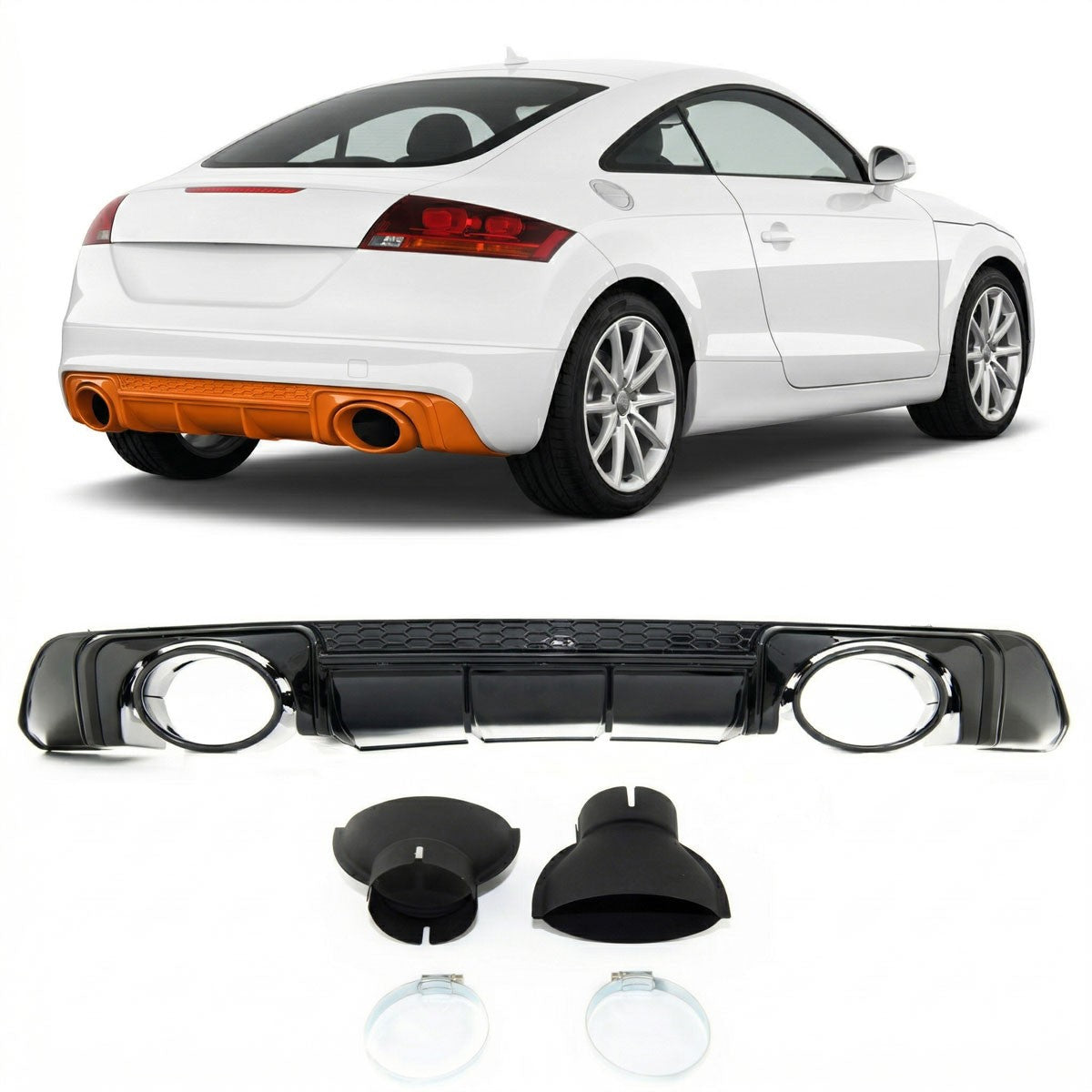 Heckstoßstange Diffusor Hochglanz Schwarz passend für Audi TT FV 8S 2014-2018