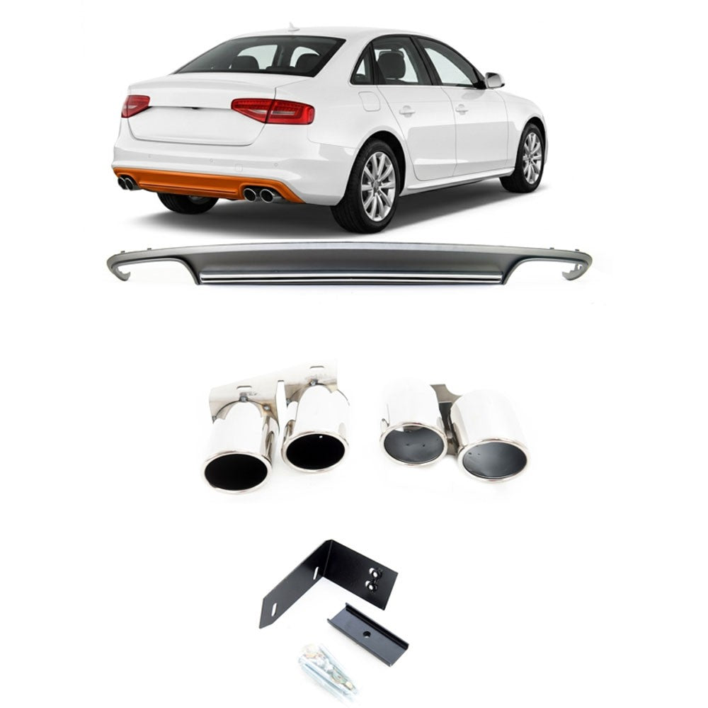 Sport Heckdiffusor mit Rohren passend für Audi A4 B8 2011-2015