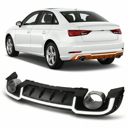Heckstoßstange Diffusor Silber Hochglanz Schwarz passend für Audi A3 8V Limousine 2016-2019