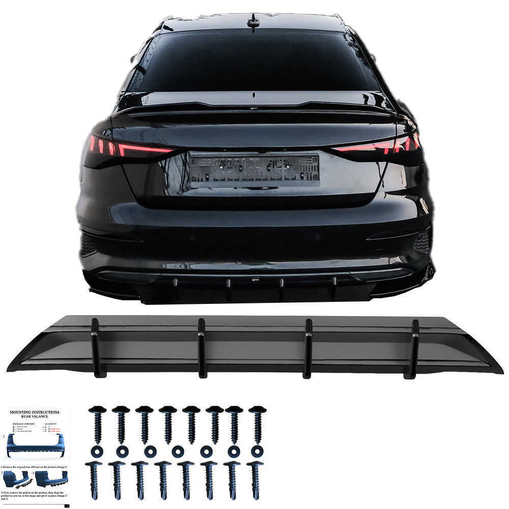 RV21.044 - Heckschürze passend für Audi A3 8Y (Limousine/Sportback) 2020-2024 Hochglanz Schwarz