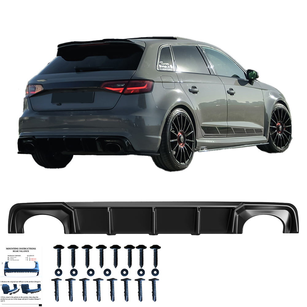 RV21.034 - Heckschürze passend für Audi RS3 Sportback 8V 2015-2016 Hochglanz Schwarz