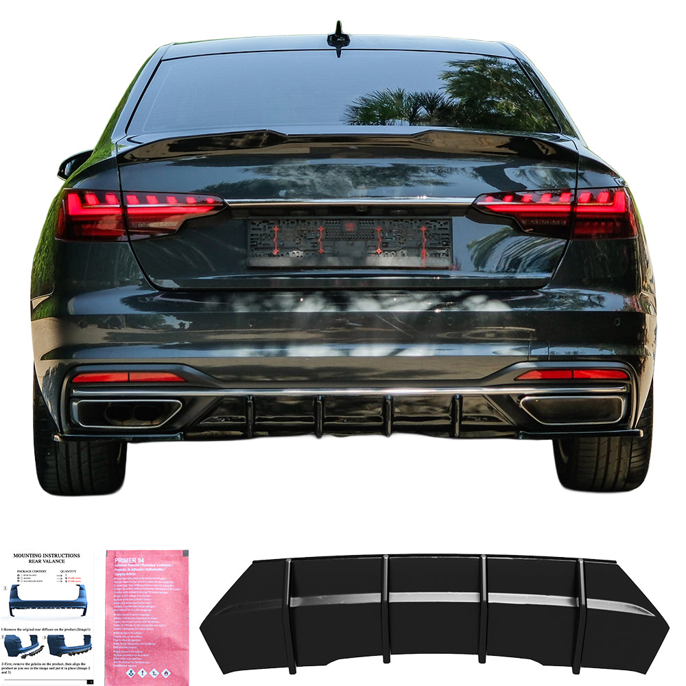 RV21.046 - Heckschürze passend für Audi A4 B9 Facelift 2019-2024 Hochglanz Schwarz