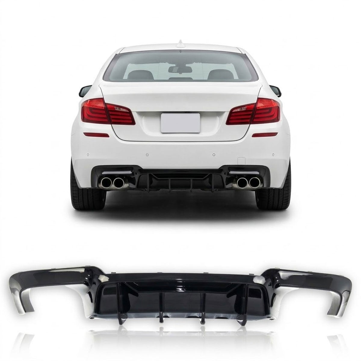 Heckstoßstange Diffusor Hochglanz Schwarz passend für BMW 5er F10 F11 2009-2016