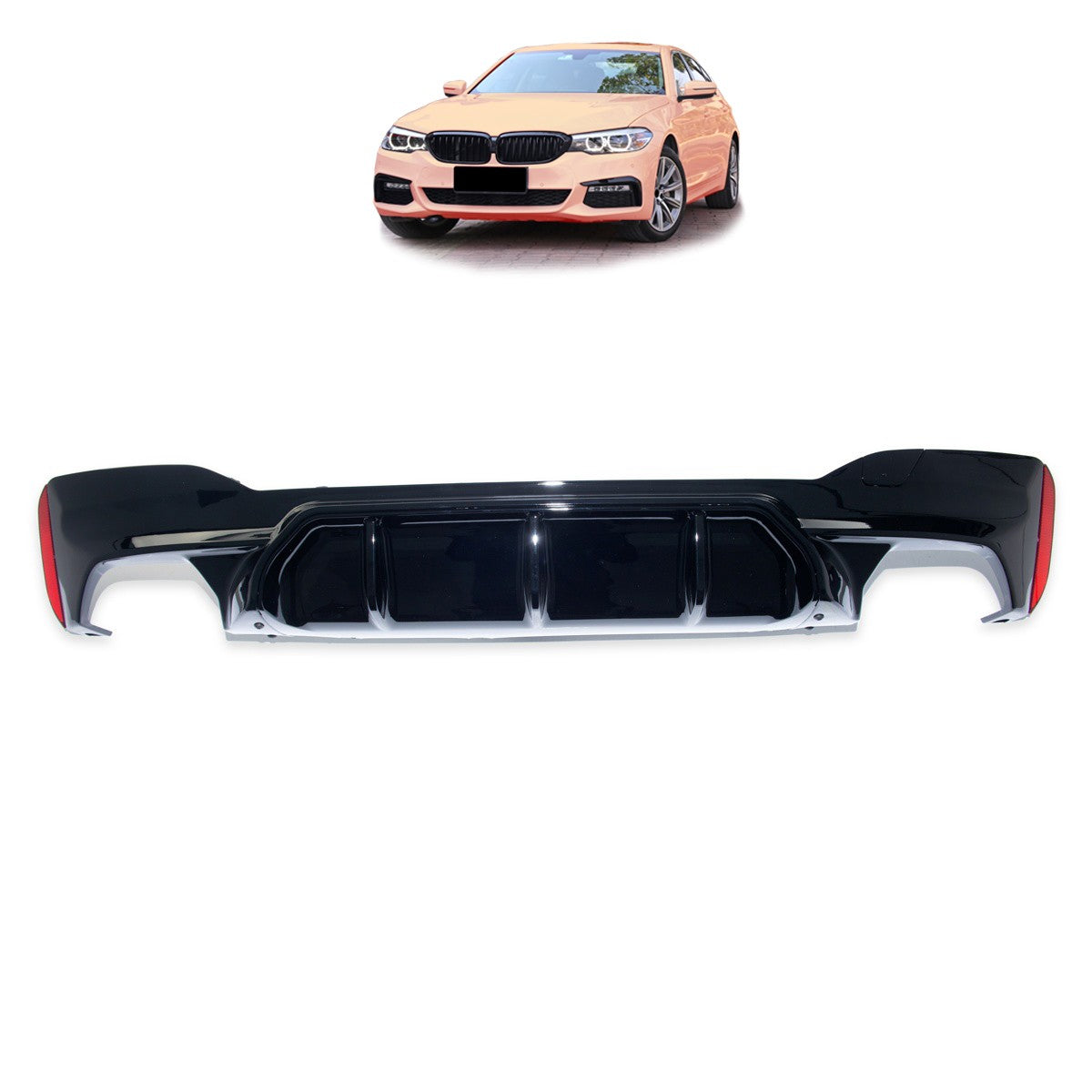 Heckdiffusor Hochglanz Schwarz passend für BMW 5er G30 G31 2016-2023