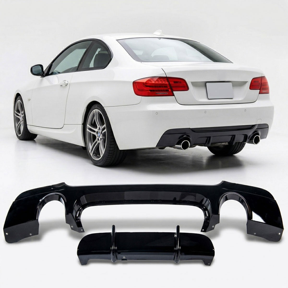 Heckstoßstange Diffusor Hochglanz Schwarz passend für BMW 3er E92 E93 335i 2006-2013