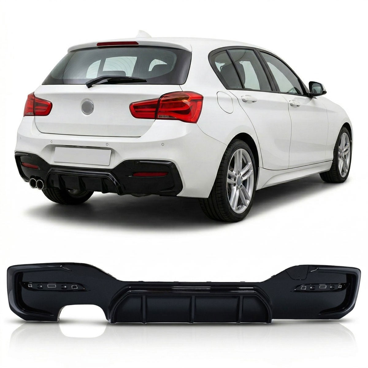 Heckstoßstange Diffusor Hochglanz Schwarz passend für BMW 1 F20 F21 Hatchback 2015-2019