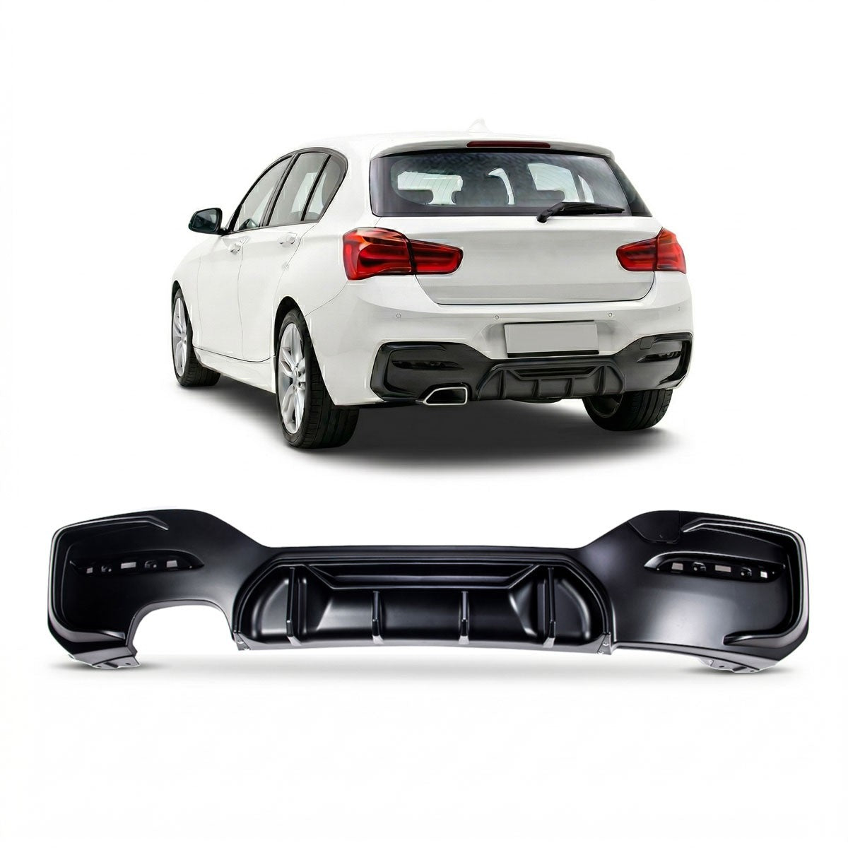 Heckstoßstange Diffusor Matt Schwarz passend für BMW 1er F20 F21 2015-2019