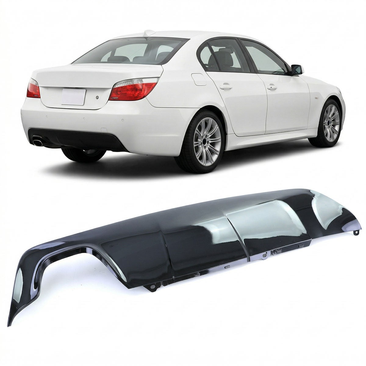 Heckdiffusor Hochglanz Schwarz Einzelauslass passend für BMW 5er E60 E61 03-10