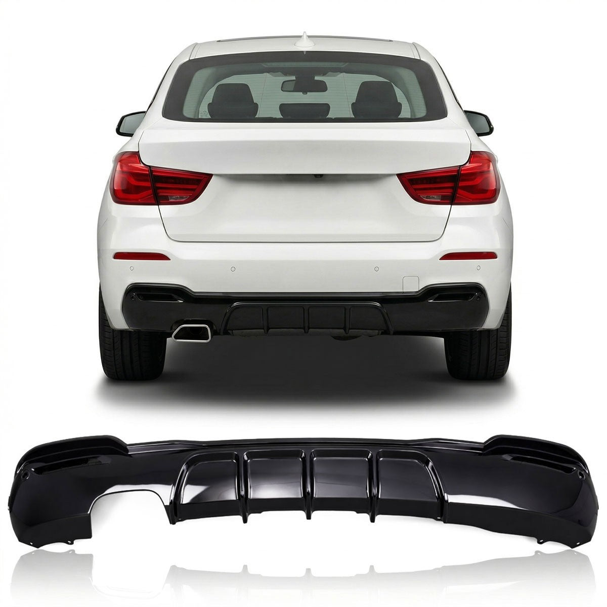 Sport Heckstoßstange Diffusor Hochglanz Schwarz passend für BMW 3er F34 GT 2013-2020
