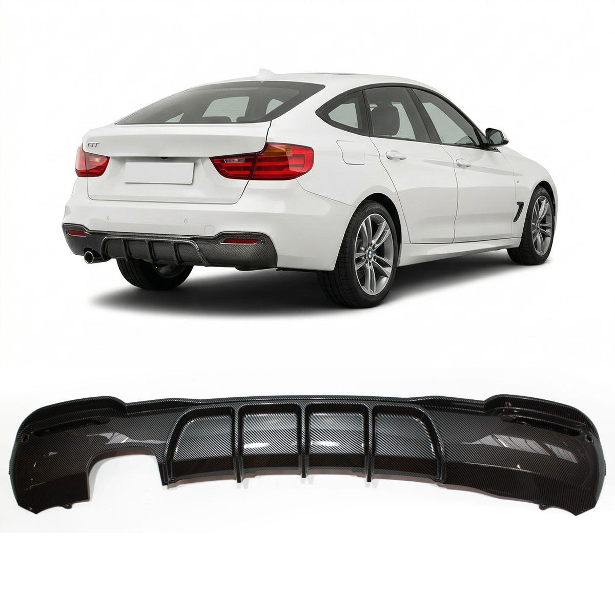 Sport Heckstoßstange Diffusor Carbon-Optik passend für BMW 3er GT F34 2013-2020