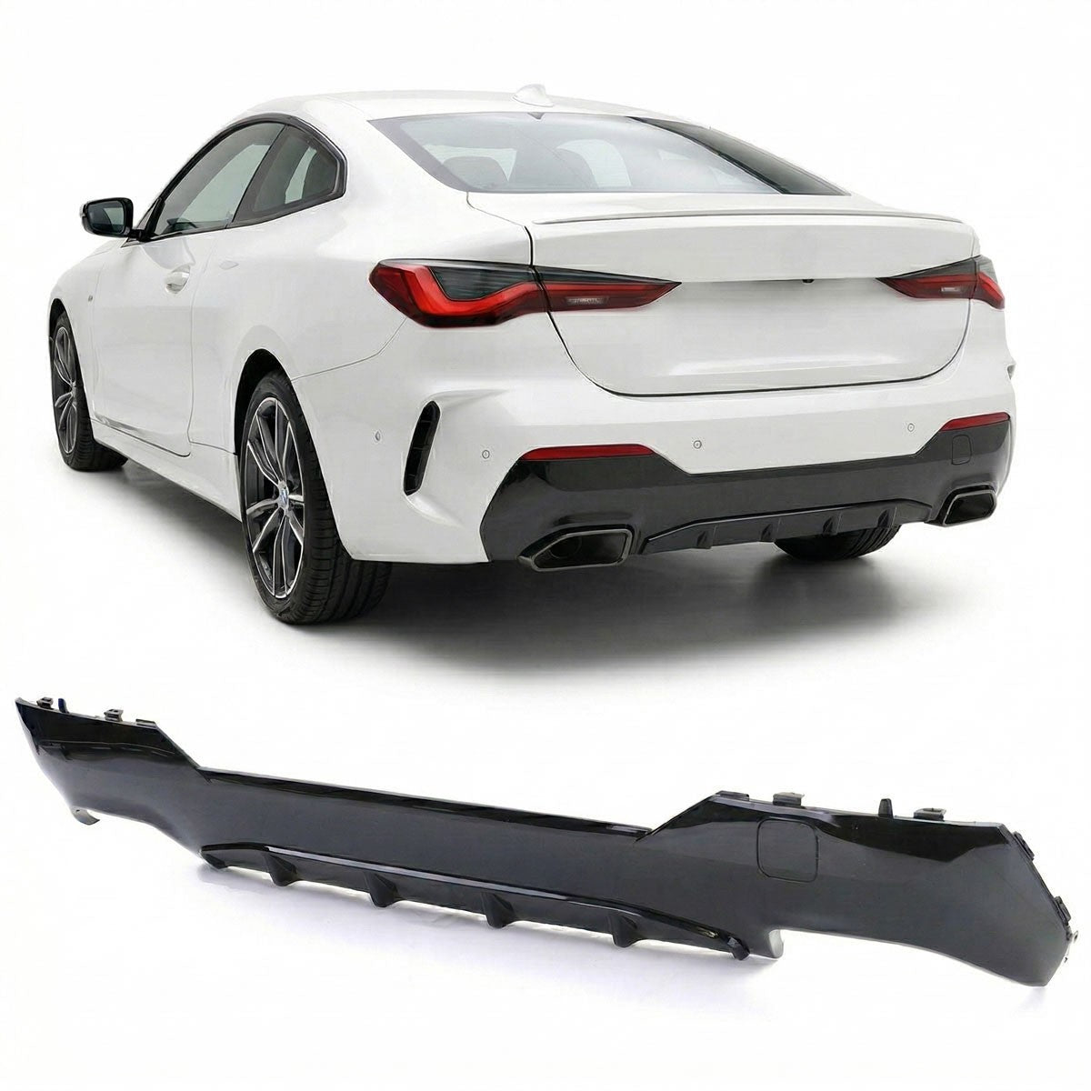 Heckstoßstange Diffusor Hochglanz Schwarz passend für BMW 4er G22 G23 2021-