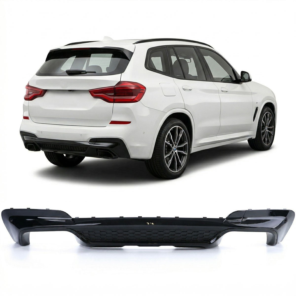 Heckstoßstange Diffusor Hochglanz Schwarz passend für BMW X3 G01 2017-2021