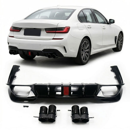 Heckdiffusor Hochglanz Schwarz mit LED passend für BMW 3er G20 G21 2019-2022