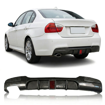 Heckstoßstange Diffusor Carbon-Optik + LED passend für BMW 3er E90 E91 2005-2011