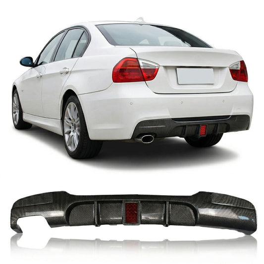 Heckstoßstange Diffusor Carbon-Optik + LED passend für BMW 3er E90 E91 2005-2011