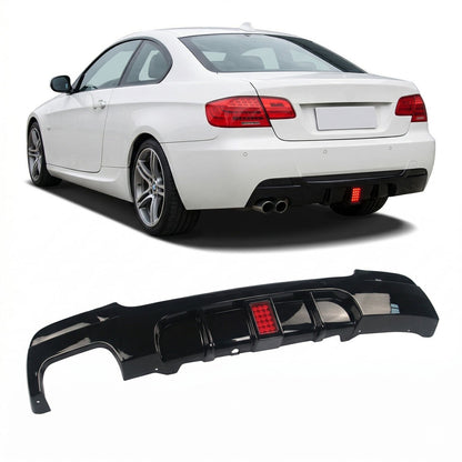 Heckstoßstange Diffusor Hochglanz Schwarz + LED passend für BMW 3er E92/E93 2006-2013