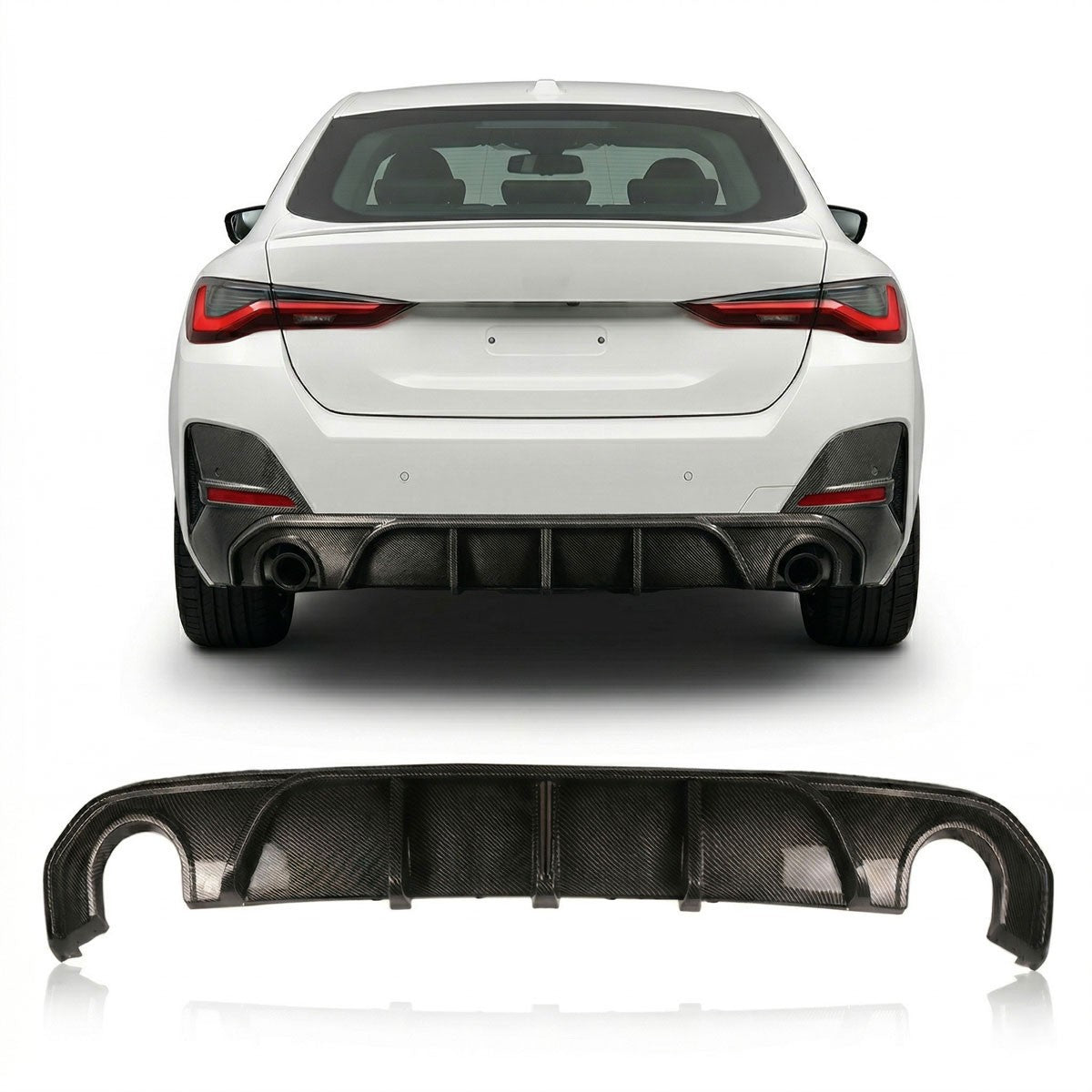 Heckstoßstange Diffusor Carbon-Optik mit LED passend für BMW 4er G26 2021-2024