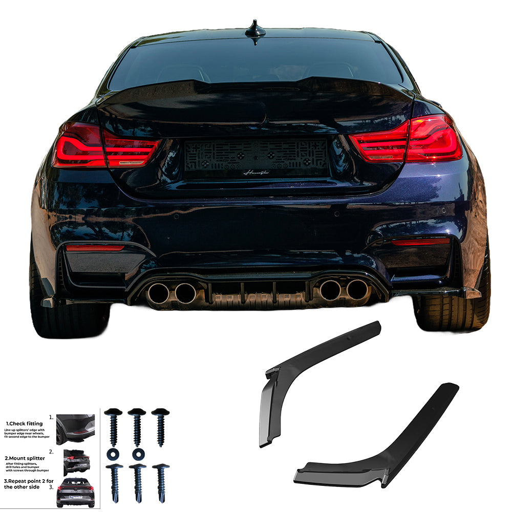 RS11.042 - Heckseitendiffuser Splitter passend für BMW M4 F82 2014-2021 Hochglanz Schwarz