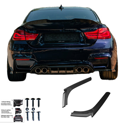 RS11.042 - Heckseitendiffuser Splitter passend für BMW M4 F82 2014-2021 Hochglanz Schwarz