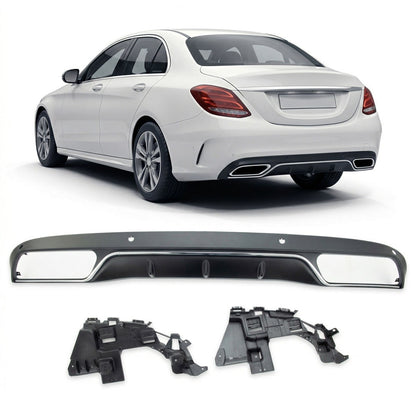 Heckspoiler Diffusor Silber passend für Mercedes C-Klasse W205 2013-2021