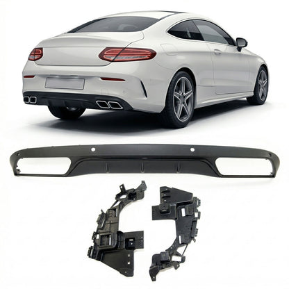 Heckstoßstange Diffusor Schwarz passend für Mercedes C-Klasse C205 Coupé Cabrio 2013-2018