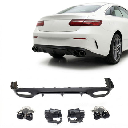 Heckstoßstange Diffusor mit Schwarzen Endrohren passend für Mercedes E-Klasse C238 A238 2016-2020