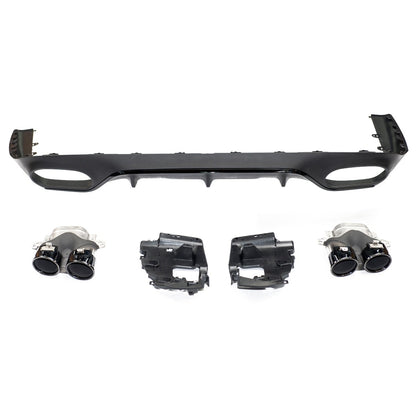 Heckstoßstange Diffusor mit Schwarzen Endrohren passend für Mercedes E-Klasse C238 A238 2016-2020