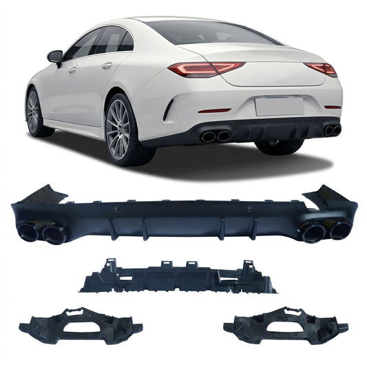 Heckstoßstange Diffusor mit schwarzen Endrohren passend für Mercedes CLS C257 2018-Heute