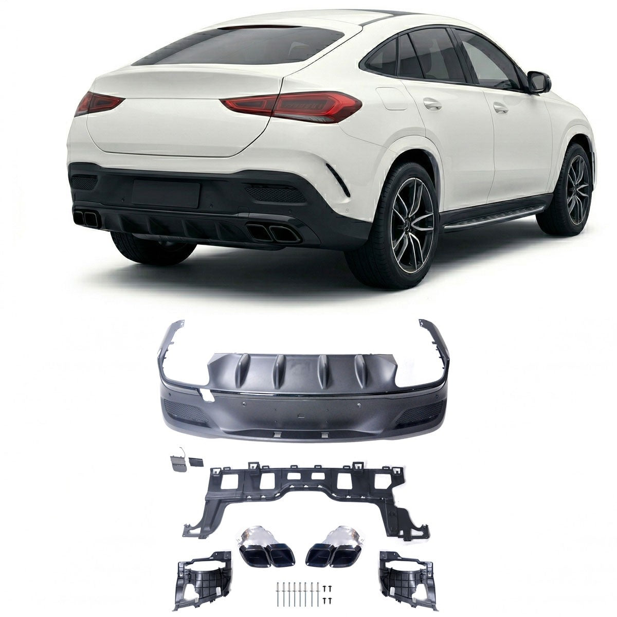 Heckdiffusor mit schwarzen Endrohren passend für Mercedes GLE Coupe C167 2019-heute