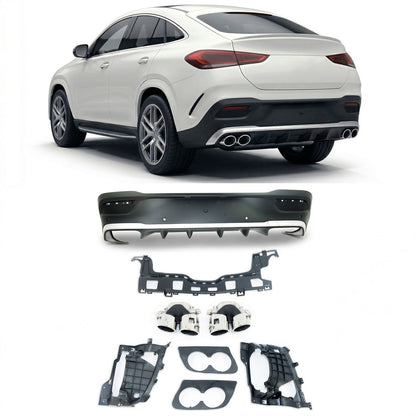 Sport Heckstoßstange Diffusor mit Chromrohren passend für Mercedes GLE Coupé C167 2019-