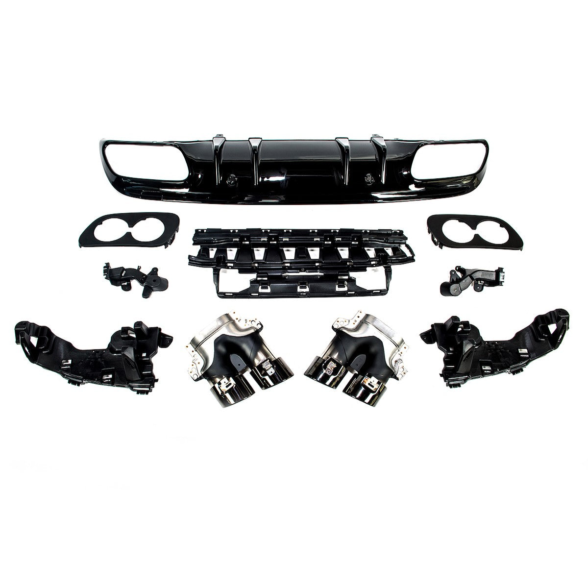 Heckstoßstange Diffusor mit schwarzen Endrohren passend für Mercedes C-Klasse W205 2015-2021