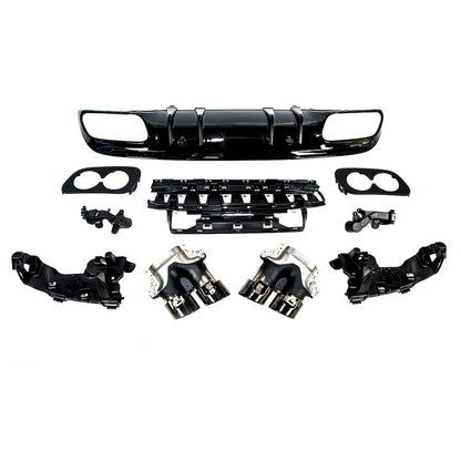 Heckstoßstange Diffusor mit schwarzen Endrohren passend für Mercedes C-Klasse W205 2015-2021